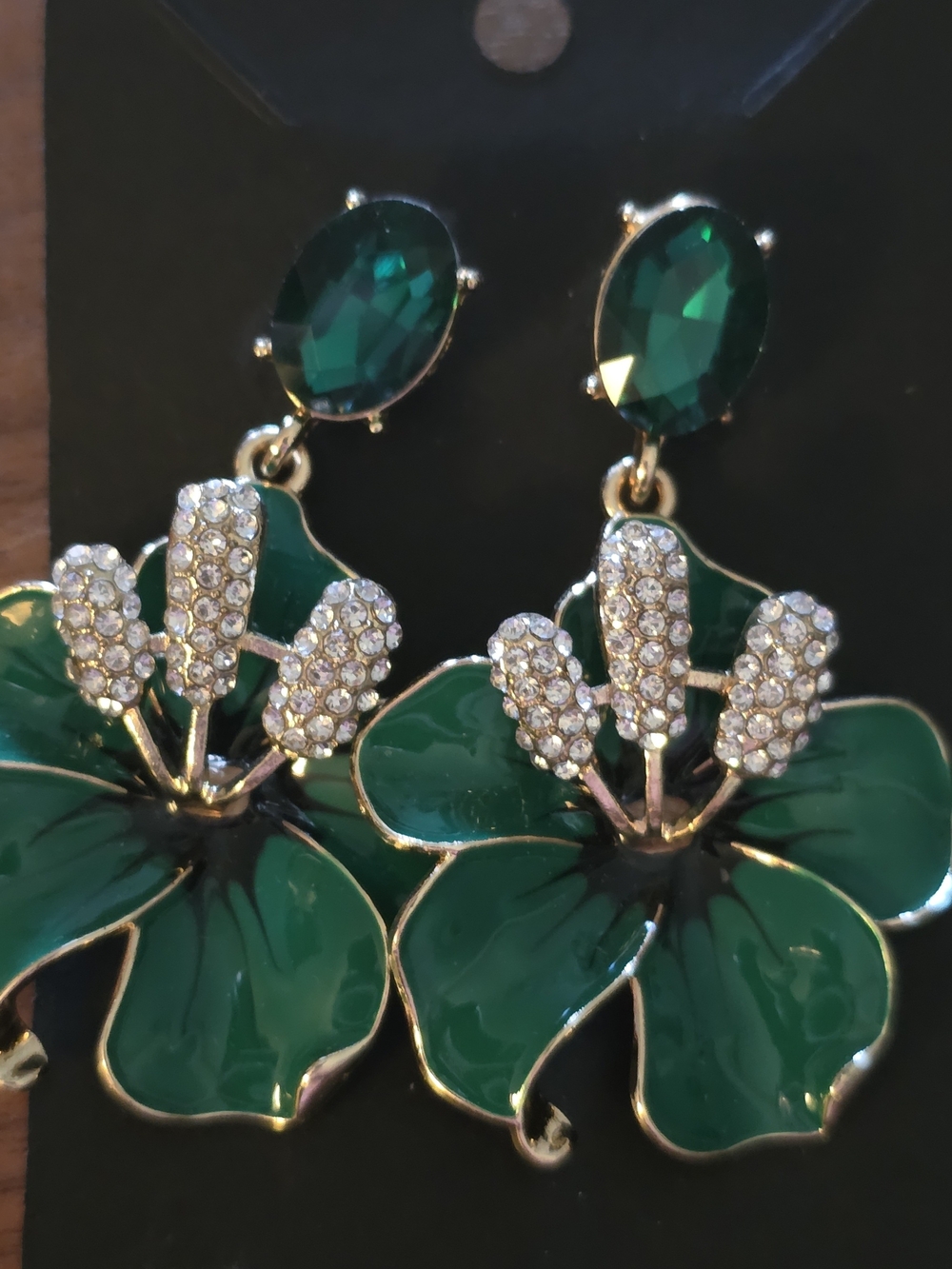 Emerald Green Floral Drop Earrings